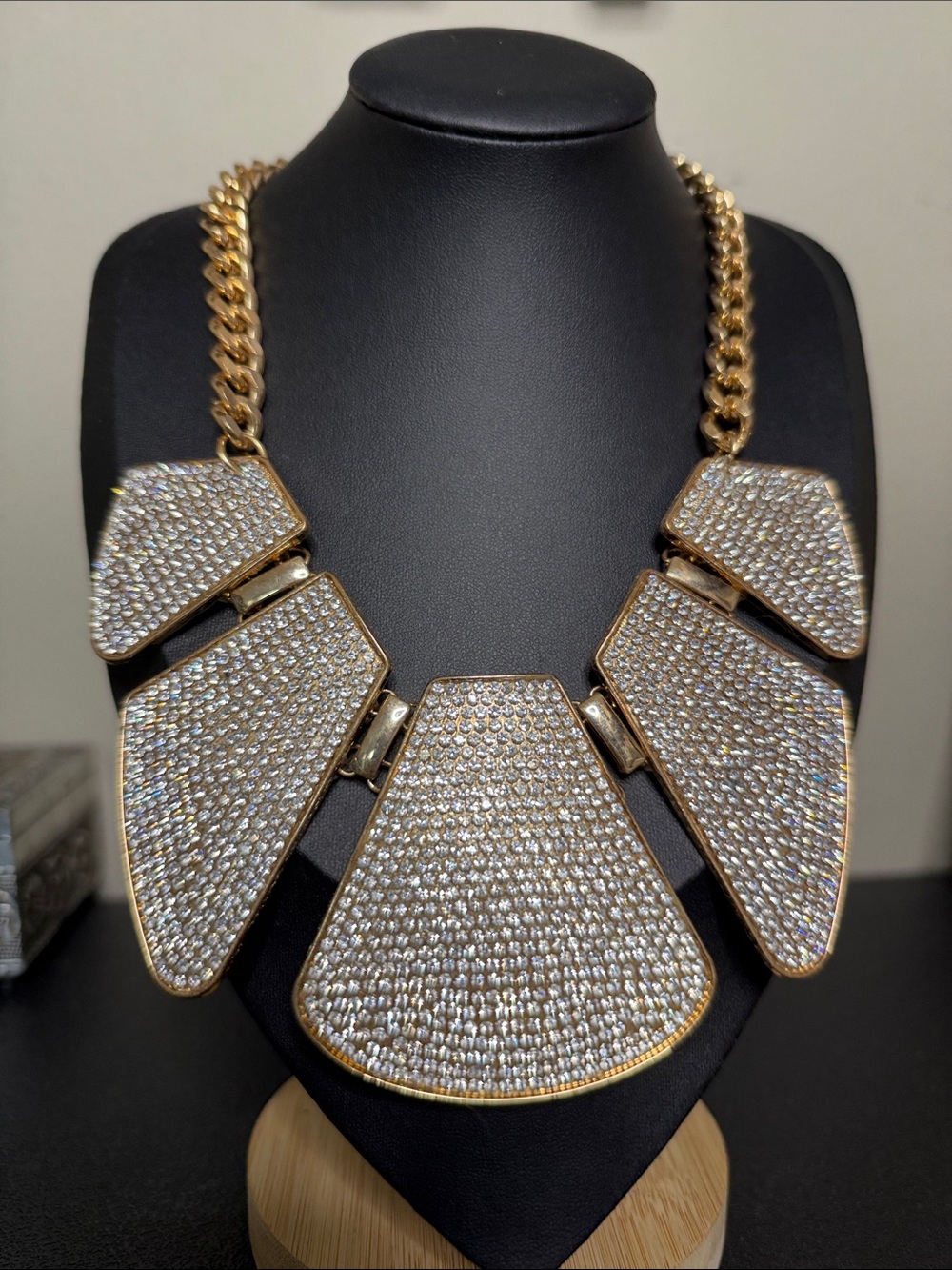 Aldo Collar Gold Crystal Pavé Statement Necklace Blingy